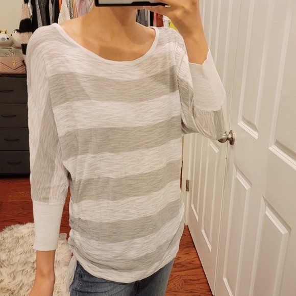 Express Striped Side Ruched Slub Knit Tunic Small - Picture 3 of 5